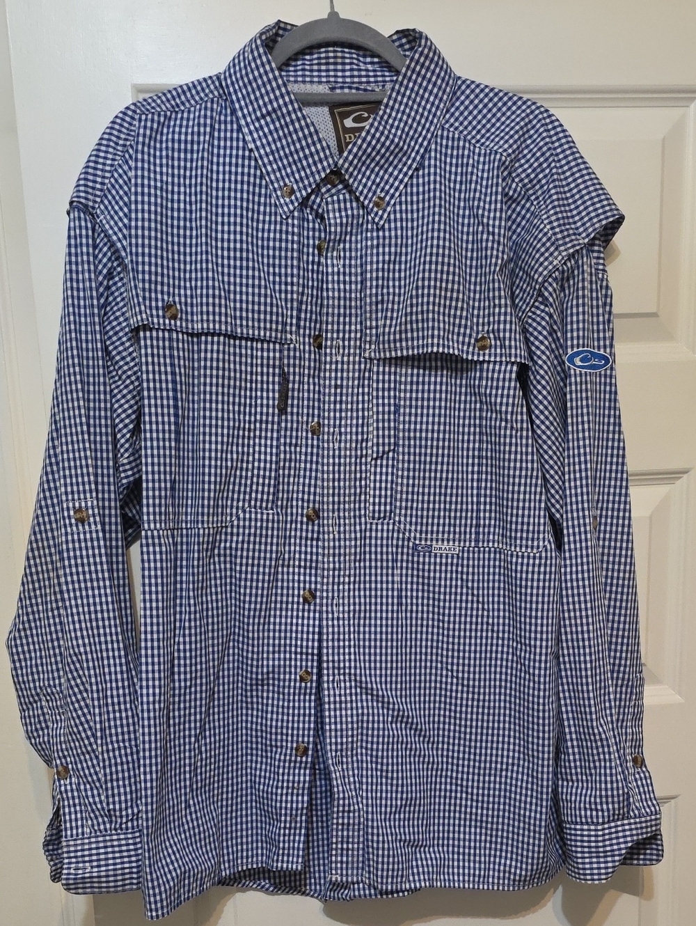 Columbia Men's Blue & White Gingham Button-Down Shirt